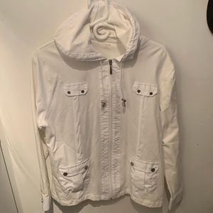 Stellar Pearl White Heavy Cotton Full Zip Utility Jacket from Alia SZ Large